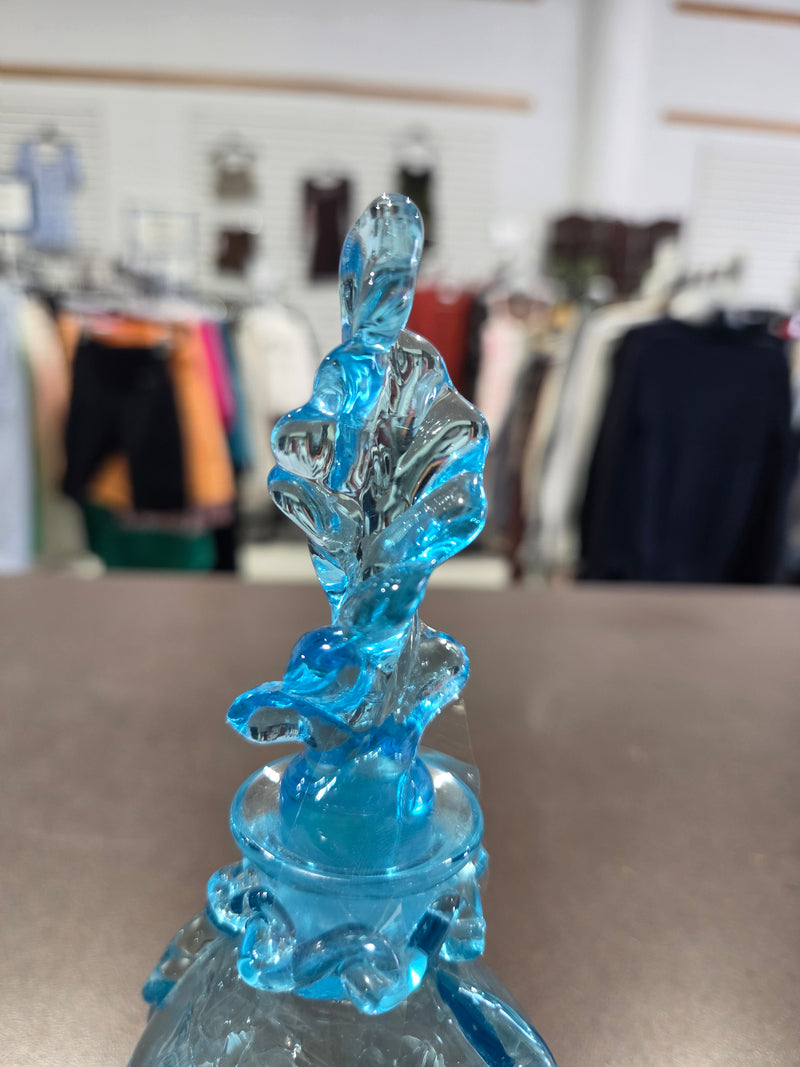 Vintage Blue Crackle Glass Perfume Bottle