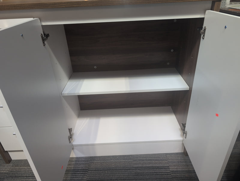 Fancy MCM Brown and White Kitchen Island