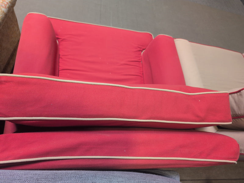 Red Armchair with Beige Outlines