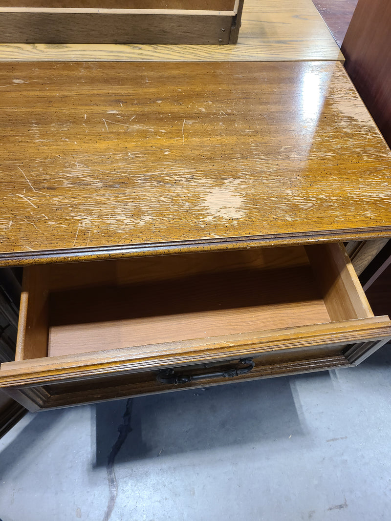 Vintage Solid Wood Buffet & Sideboard Credeza with Warm Oak Finish