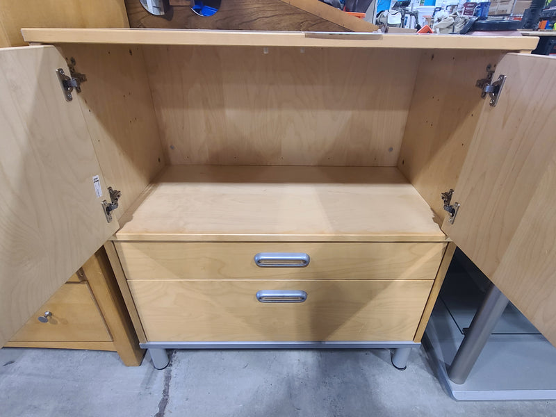 Light Wood Storage Cabinet with 2 Doors and 2 Drawers