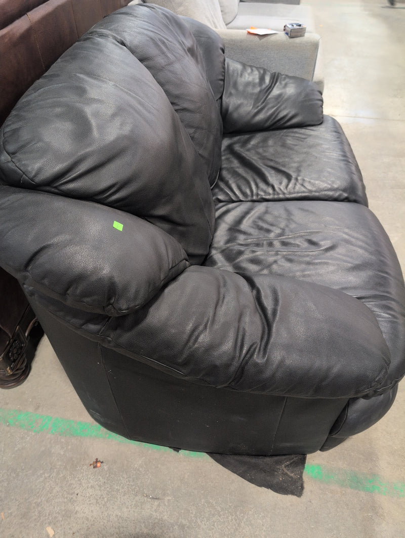 Black Leather 2 Seater Sofa