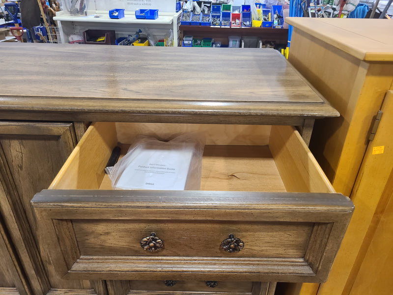 Traditional Oak-Finish Gentleman's Chest / Armoire with Mirror