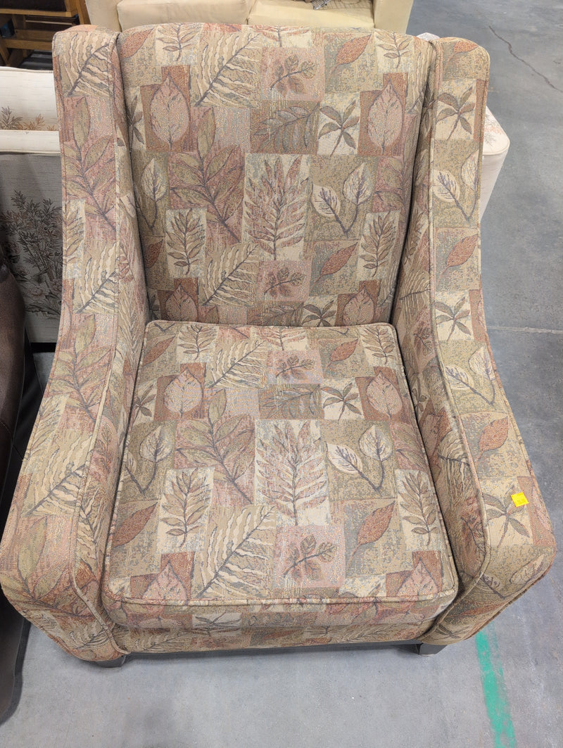 Tan Armchair with Designs of Leaves