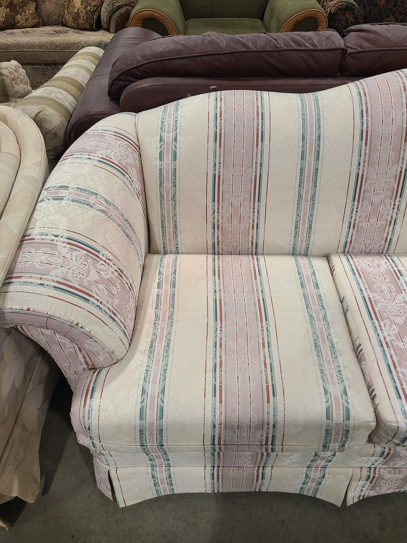 Traditional Floral Striped Camelback Sofa