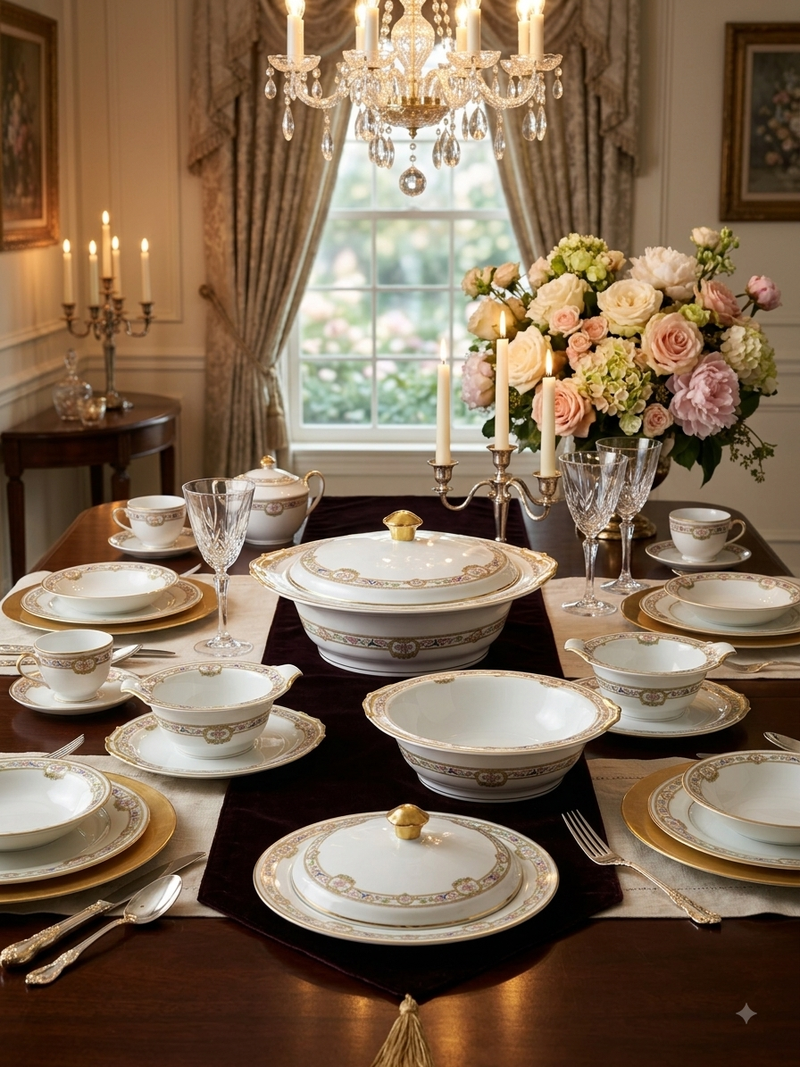 Vintage Bernardaud Limoges Fine China Premium Serving Collection – "Doreen" Pattern (4 Pieces)