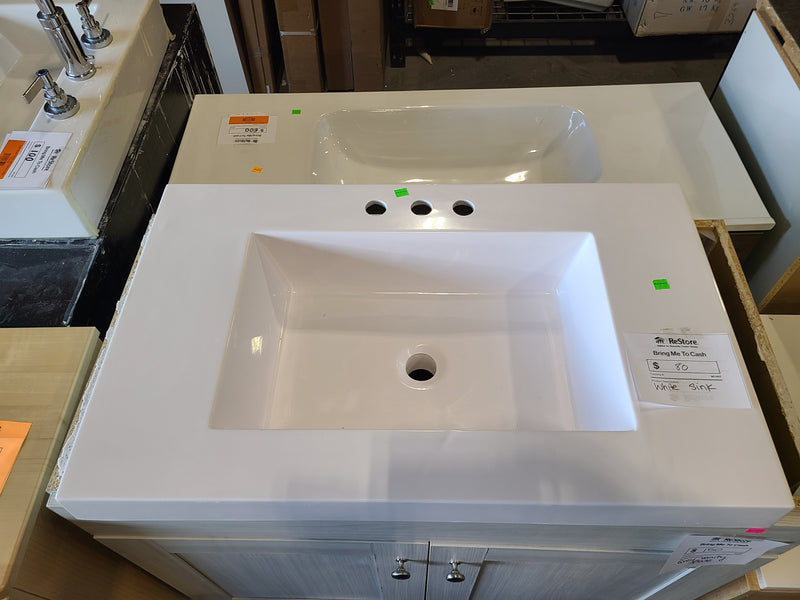 White Ceramic Drop-In Bathroom Sink