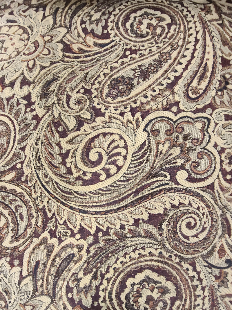 Vintage Paisley Swivel Rocking Recliner with Wooden Arms