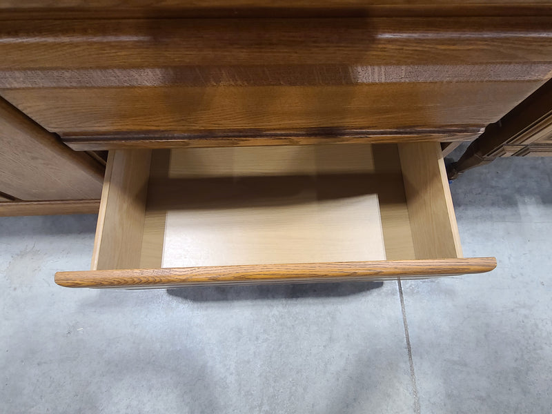 Solid Oak Palliser 6-Drawer Dresser with Center Storage Cabinet