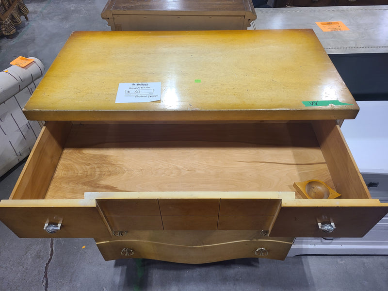 Vintage Mid-Century Modern Chestnut Tallboy Dresser