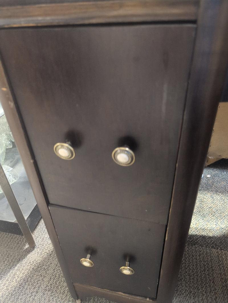 Dark Brown Office Desk with Wheels and Storage