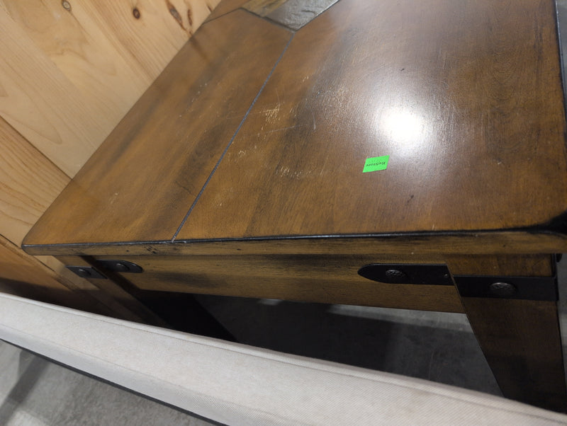 Wooden Large Coffee Table with Tile Detail in Centre with Drawer