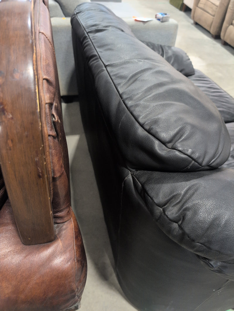 Black Leather 2 Seater Sofa
