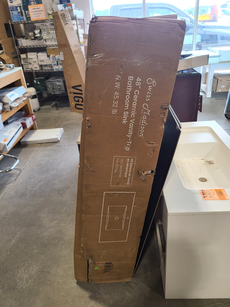 Swiss Madison 48" Ceramic Vanity Top Bathroom Sink in White