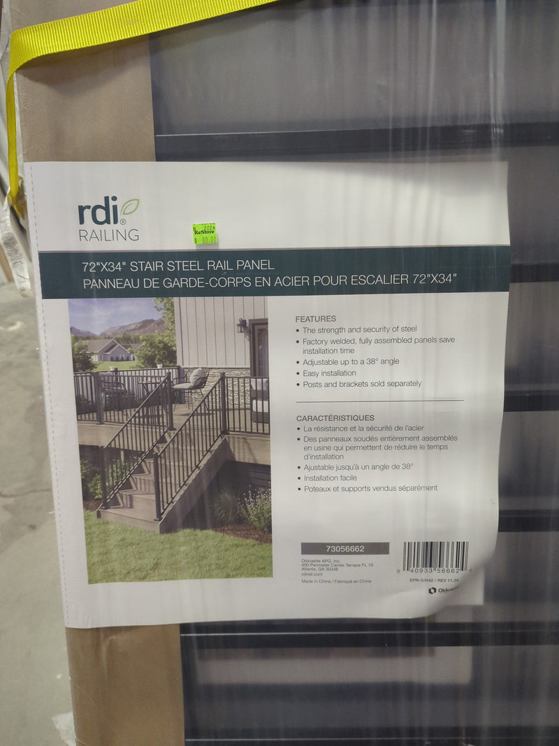 rdi Railing 72"x 34" Stair Steel Rail Panel