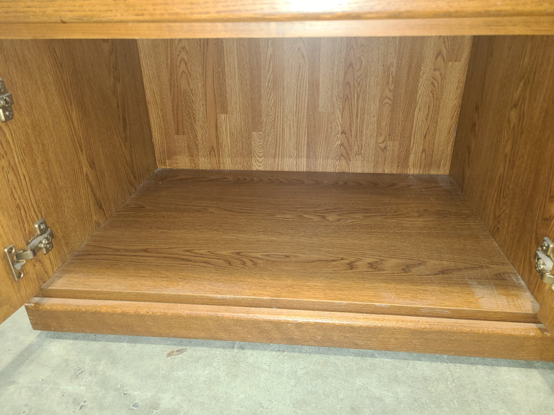 Classic Oak-Finish Media Console with Storage