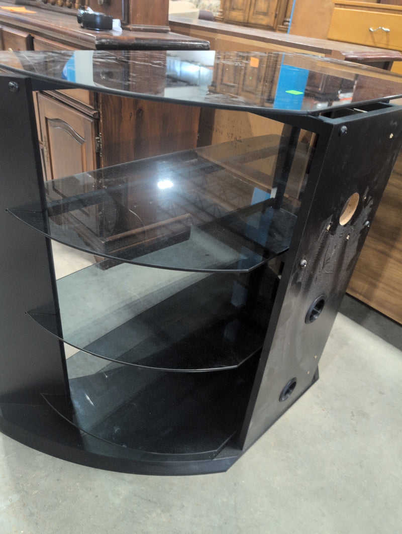 Corliving FP-3000 Midnight Black TV Stand with Glass Shelves