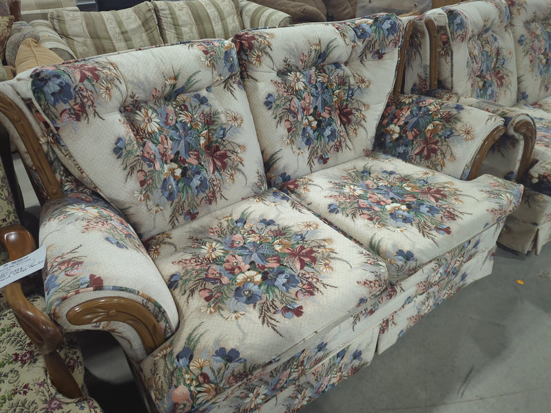 Red and Blue Floral Loveseat Sofa