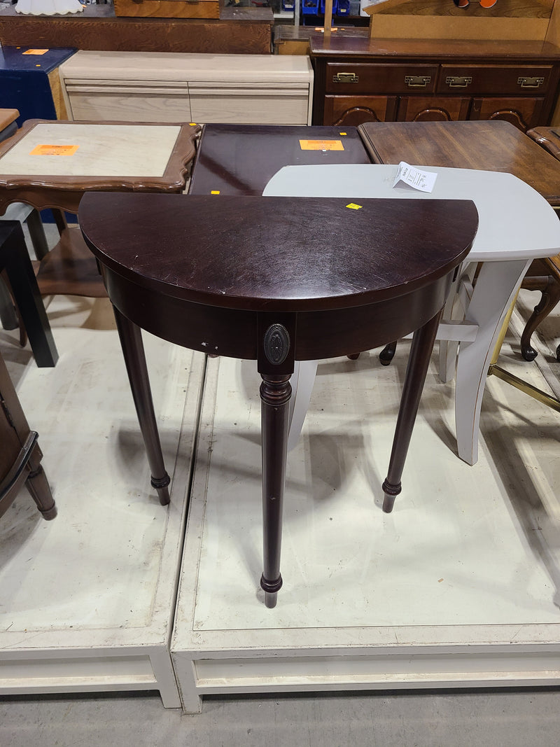 Traditional Dark Mahogany Half-Moon Demilune Console Table