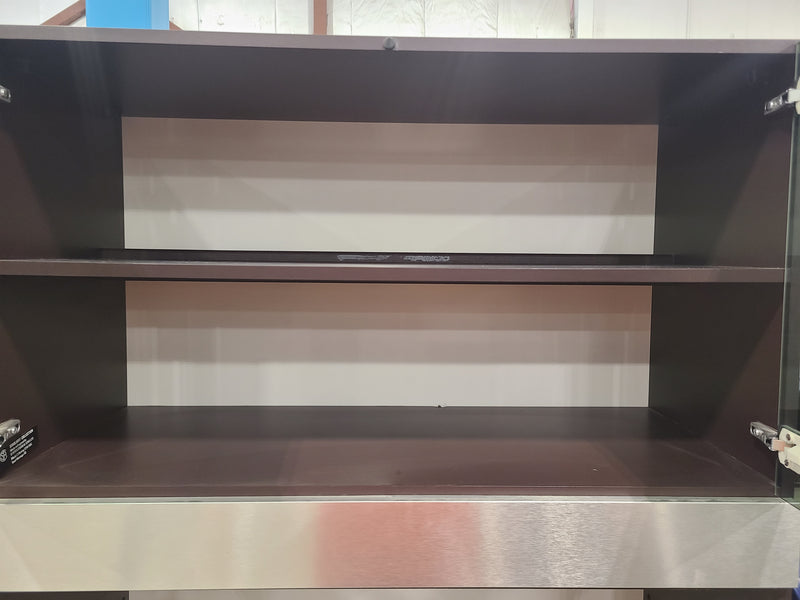 Modern Contemporary Two-Tone Cabinet Unit with Smoked Glass Doors