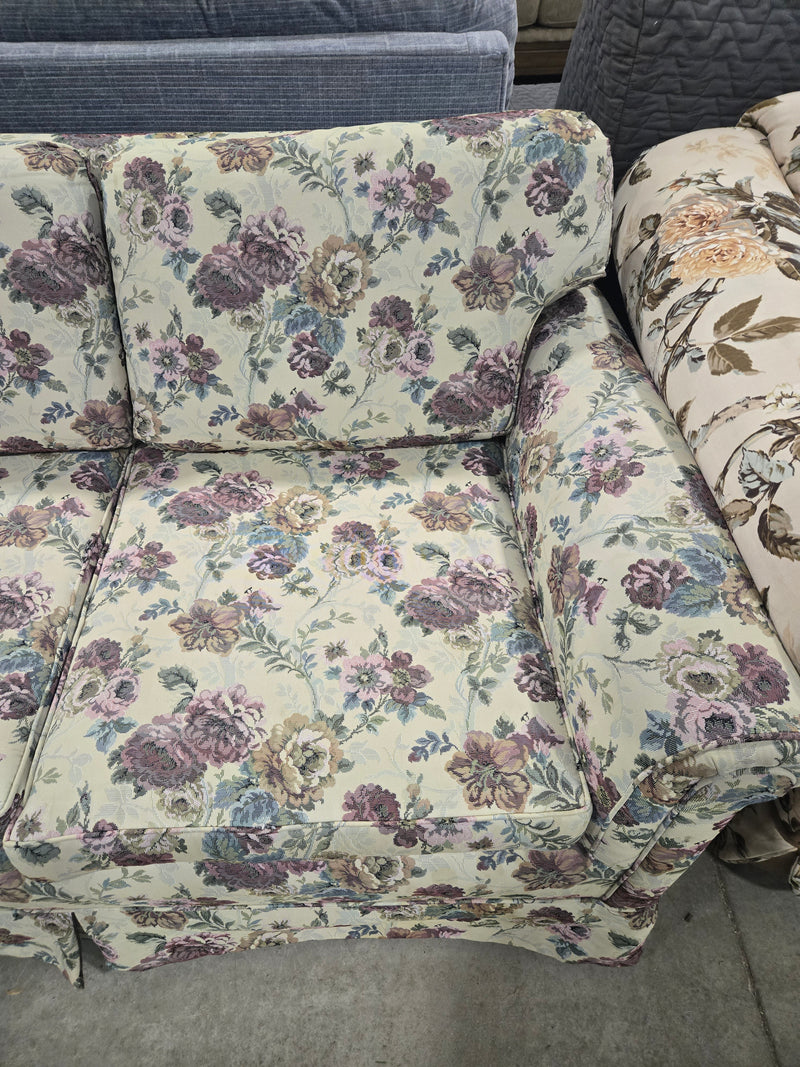 Vintage Floral Print Upholstered Loveseat