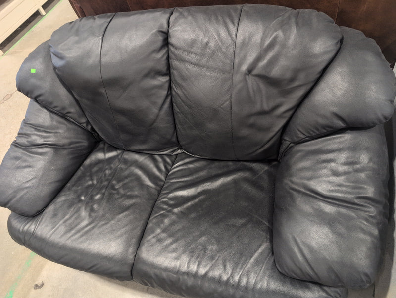 Black Leather 2 Seater Sofa