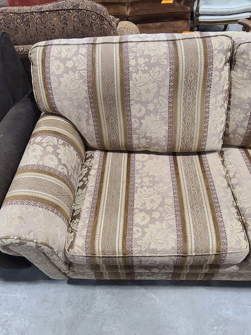 Traditional Striped Floral Tapestry Fabric Loveseat