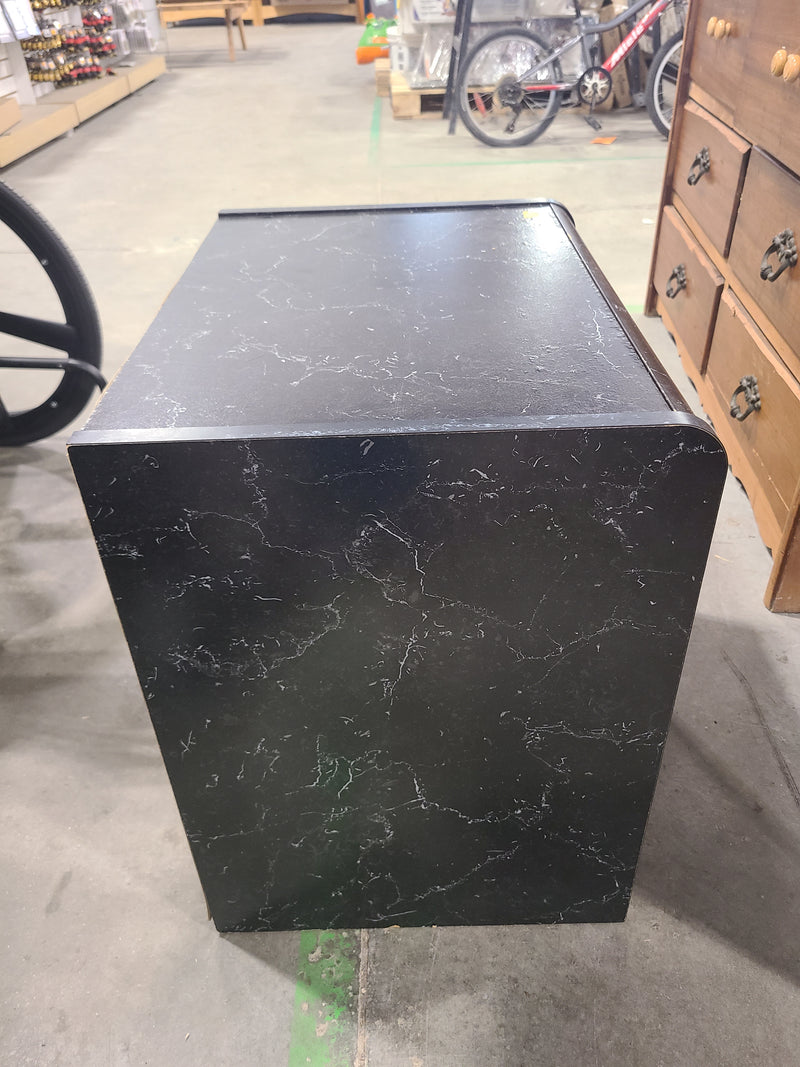 Vintage 90s Contemporary Black Marble-Look 2-Drawer Nightstand