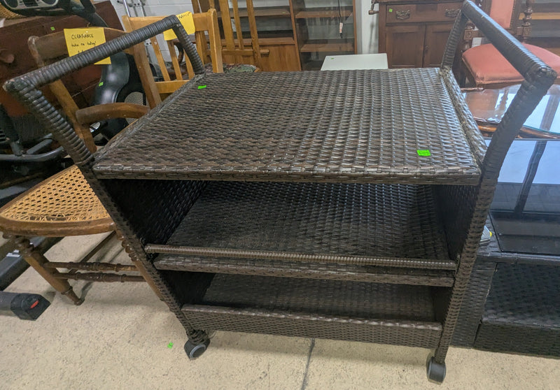 3-Tier Outdoor Rattan Storage Cart