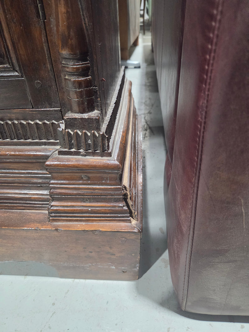 Vintage Hand-Carved Cambodian Teak Display Cabinet