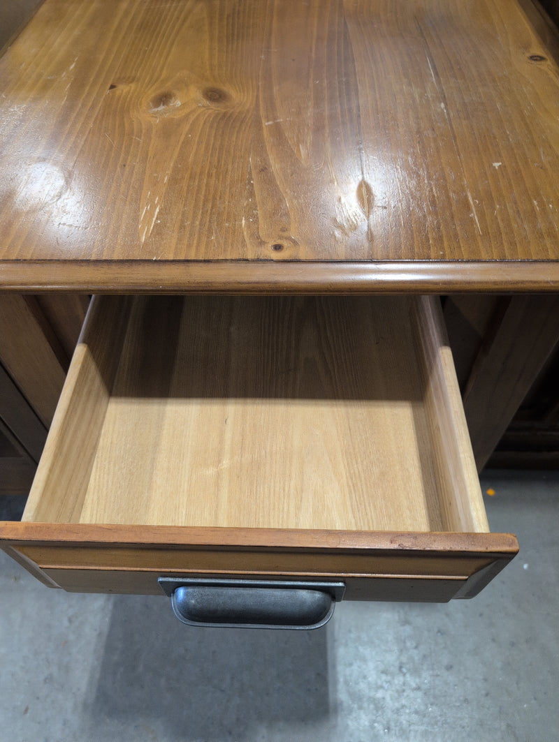 Square Light Brown Side Table with 2 Drawers