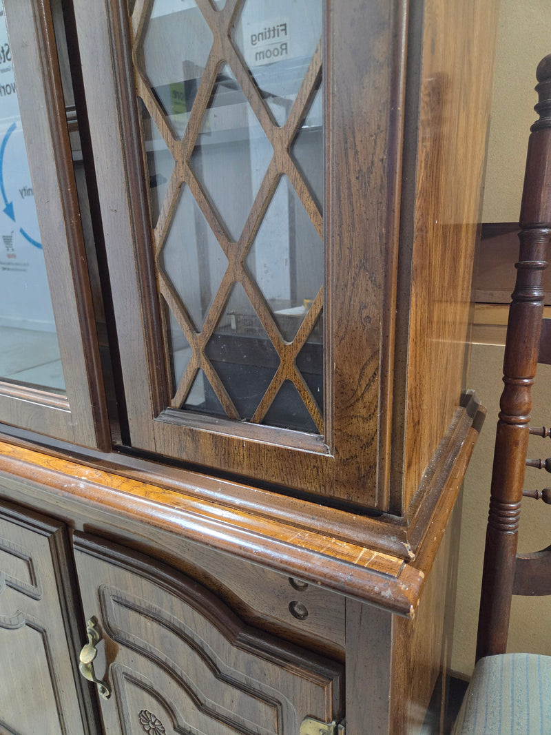 Vintage Traditional Wood China Cabinet Hutch