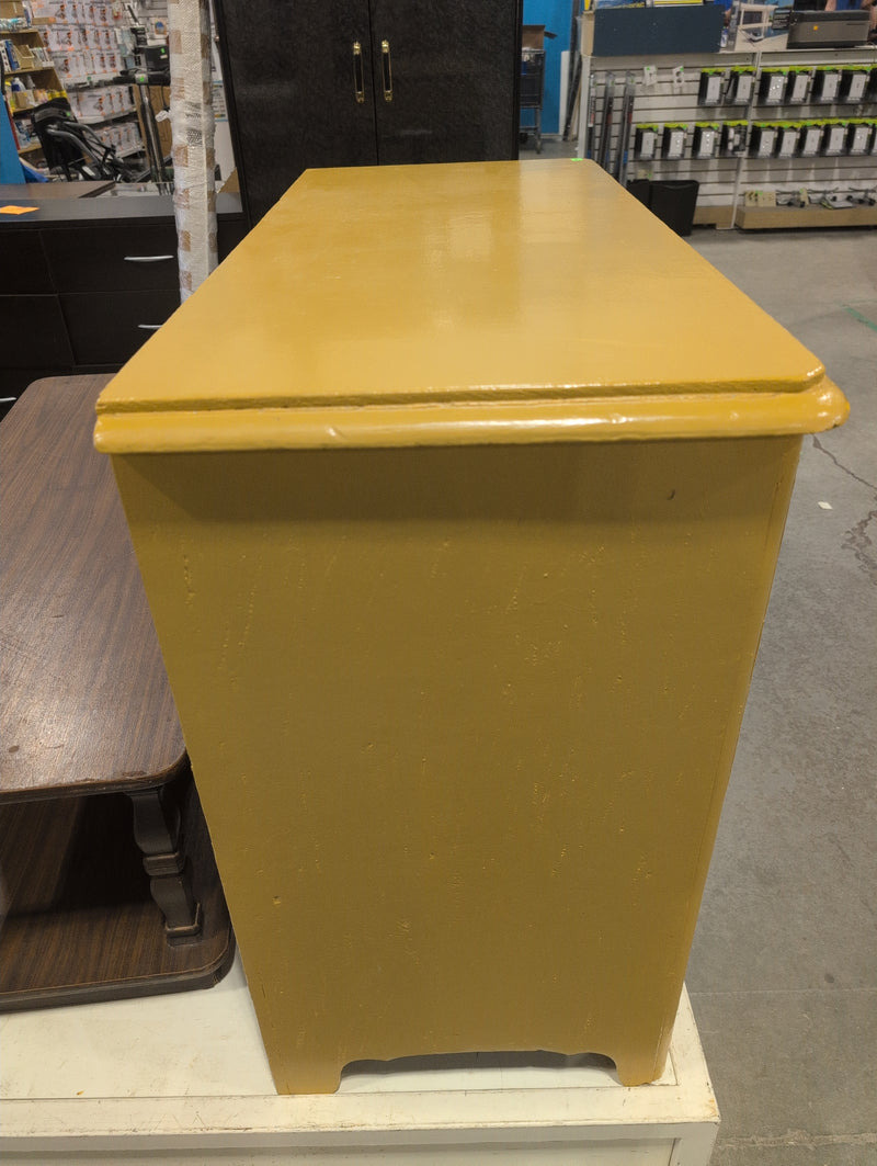 Mustard Yellow Dresser with Floral Fabric Covered Drawers
