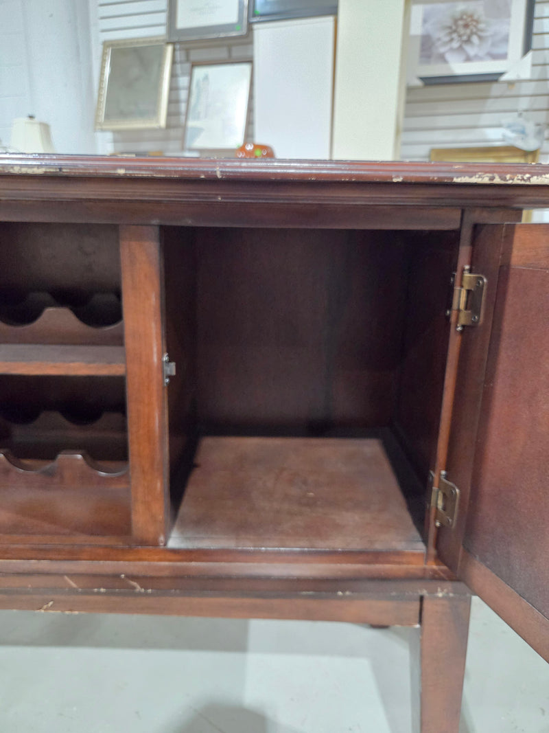 Wooden Buffet Server With a Built-in Wine Rack