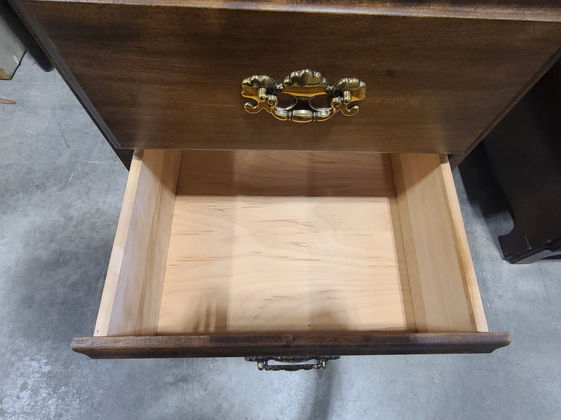 Traditional Solid Wood 2-Drawer Nightstand with Vintage Brass Hardware