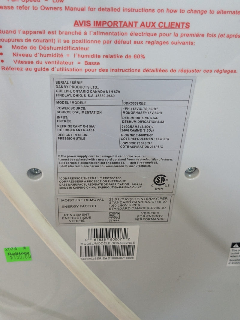 Danby Premiere Dehumidifier