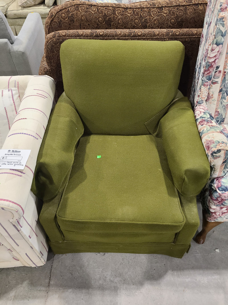 Vintage Olive Green Textured Armchair