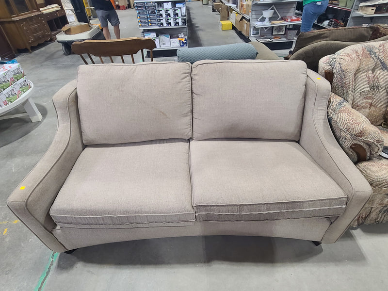 Modern Beige Curved Loveseat / Sofa