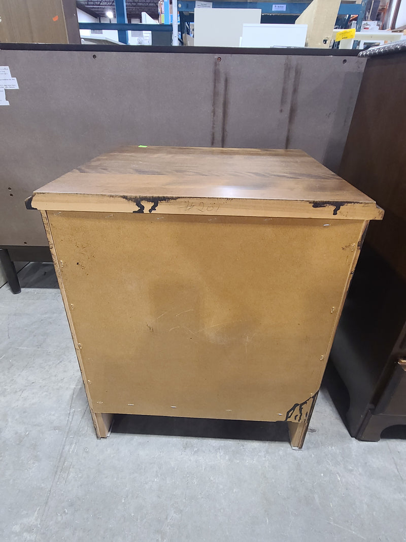 Traditional Solid Wood 2-Drawer Nightstand with Vintage Brass Hardware