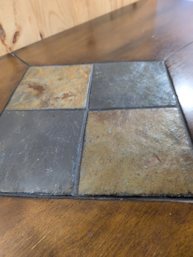 Wooden Large Coffee Table with Tile Detail in Centre with Drawer