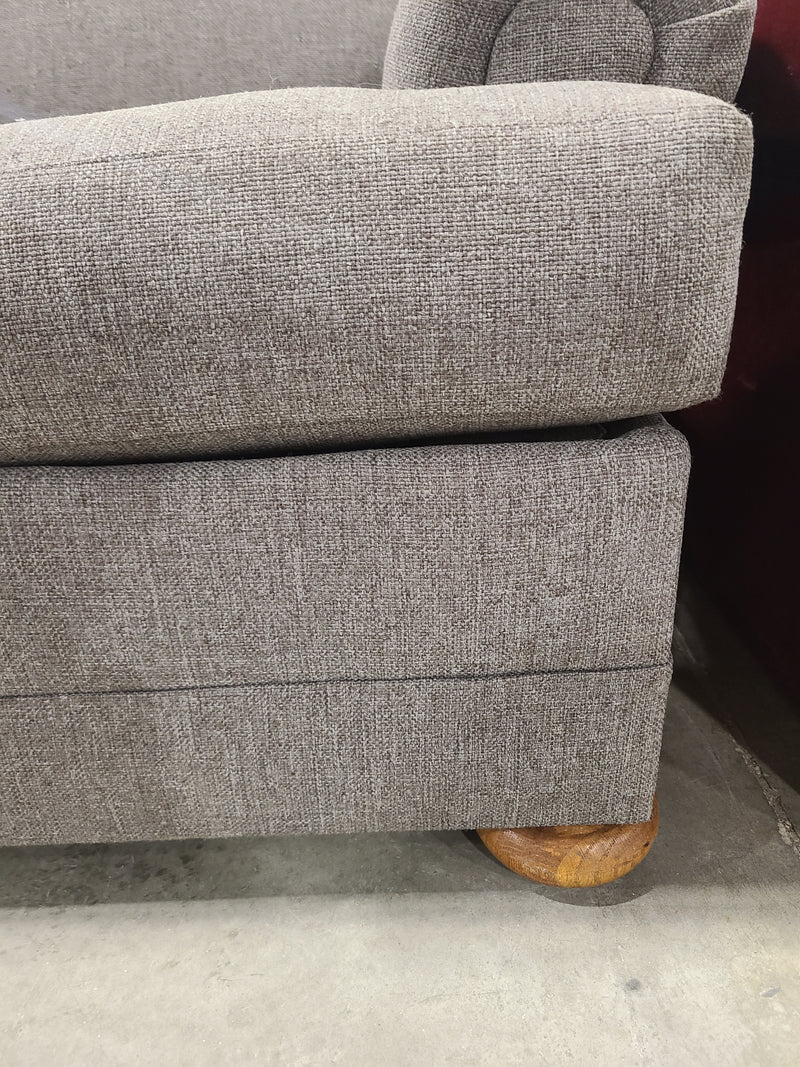 Excellent Condition Contemporary Grey Fabric Sofa with Rolled Arms