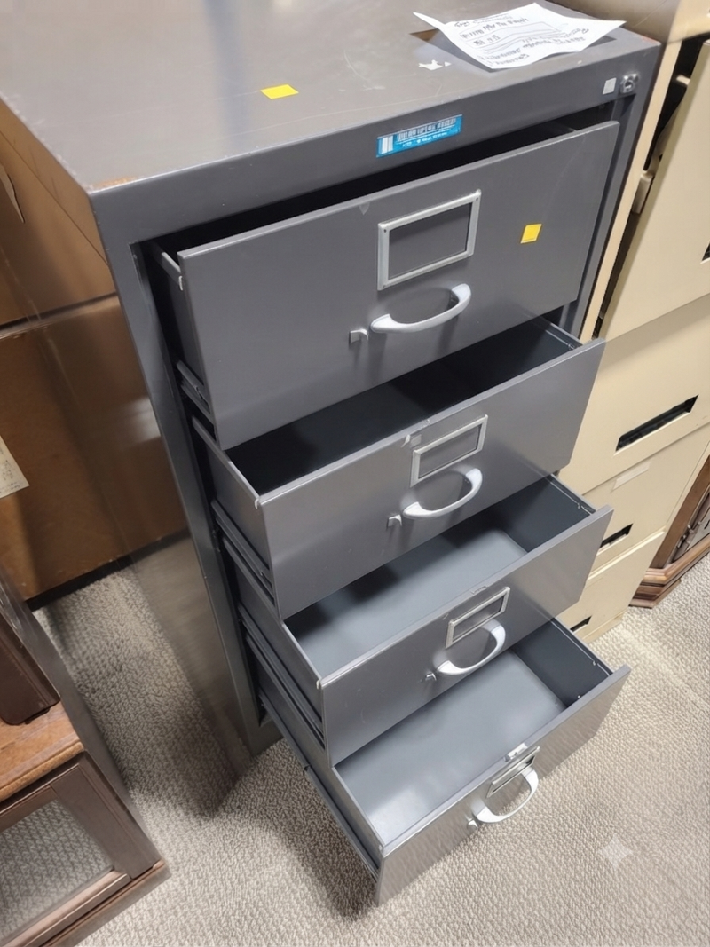 Professional 4-Drawer Metal Filing Cabinet in Dark Grey