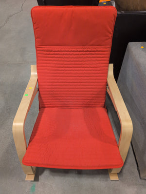 Poang Rocking Chair with Reddish-Orange Cushioning