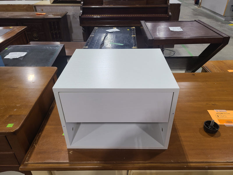 Modern Floating White Wall-Mounted Nightstand with Drawer & Shelf