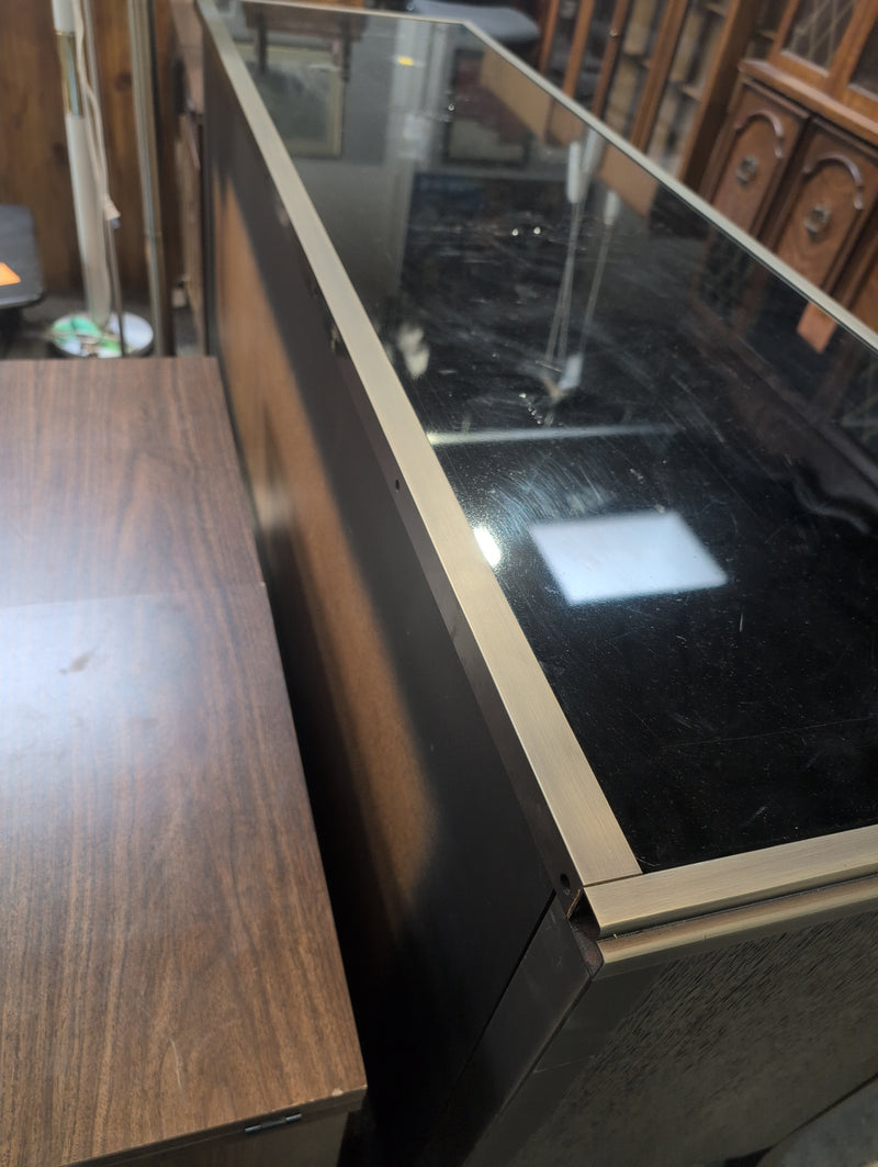 Black Glasstop Hallway Table with Shelves