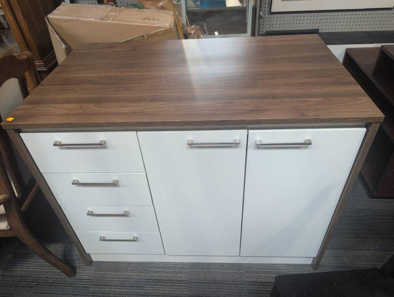 Fancy MCM Brown and White Kitchen Island