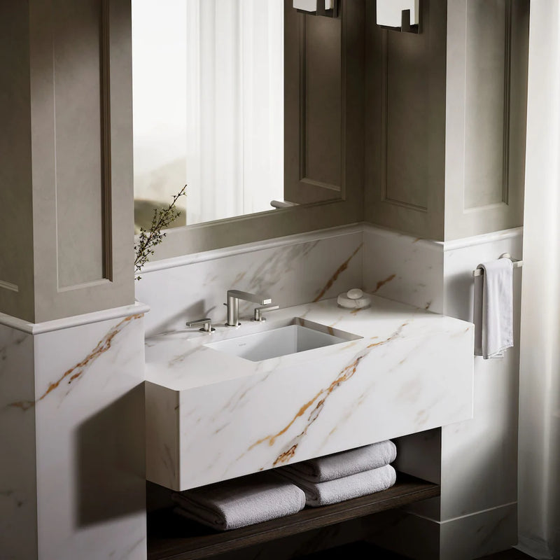 Kohler Rectangular Undermount Bathroom Sink with Overflow – White