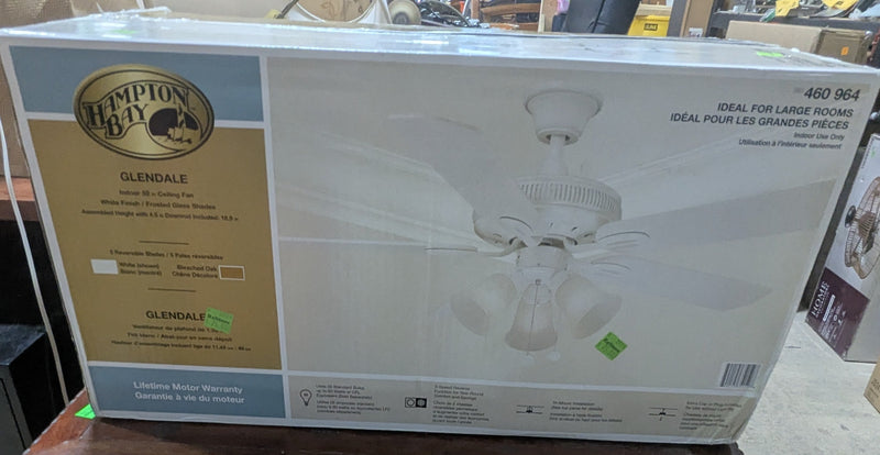 Hampton Bay Glendale White Ceiling Fan Light