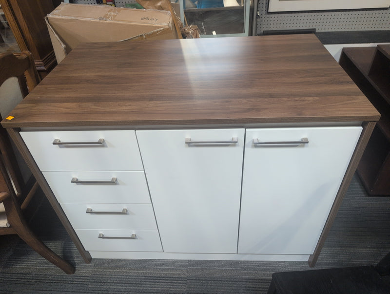 Fancy MCM Brown and White Kitchen Island