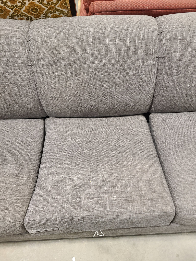 Excellent Condition Contemporary Grey Fabric Sofa with Rolled Arms